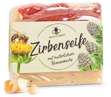 Zirbenseife - Naturseife mit Bienenwachs und Zirbenspäne - mit Peeling-Effekt - 100g