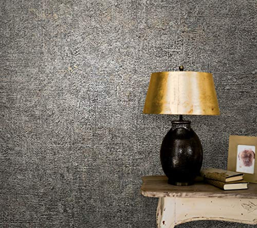 marburg Tapete Anthrazit Struktur für Schlafzimmer Wohnzimmer oder Küche 100% Made in Germany Premium Vlies Qualität 10,05 X 0,53m