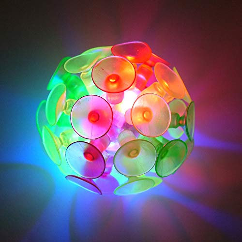 LED Rainbow Ball mit Saugnäpfen Saug Noppen und Licht, im Polybeutel, 5,5cm