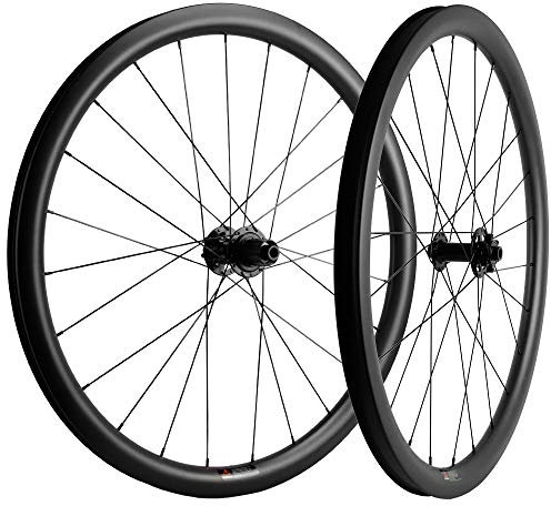 Superteam 38 mm Carbon Tubeless Radsatz Scheibenbremse Rennrad Räder 700 C 31 mm Breite (Zentralverriegelung, Durchgangs-Typ vorne 12 x 100 mm hinten 12 x 142 mm)