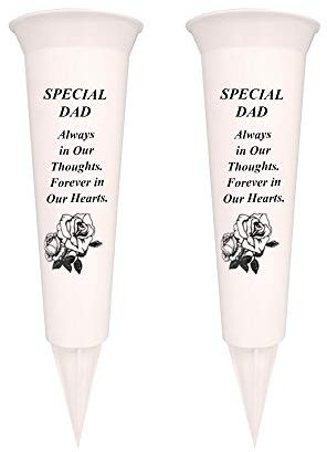 Jarrones conmemorativos para tumbas (2 pinchos/paquete), grabado con un verso funerario, un adorno de plástico personalizado para tus seres queridos (papá especial)