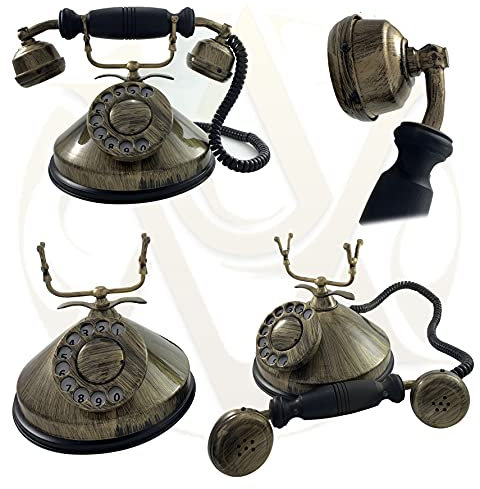 Vintage Festnetztelefon in Antik-Optik nur zur Dekoration für Schreibtisch / Tisch / Vitrine, altes Telefon Schaustück