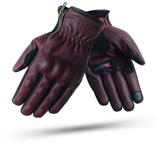 Indus Lady | Guantes Moto Invierno Mujer Vino | Guantes de Piel Impermeables Transpirables con Forro para Invierno - Protecciones en Nudillos Dedos y TPU - Accesorios Motocicleta Homologado CE | S