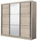 Armadio guardaroba 3 ante scorrevoli una con specchio, struttura quercia, 242x60x215 cm