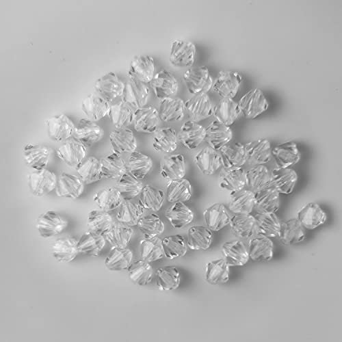 Doppelkegel/Bicone 4 mm 100 Stück - Perlen Kristall Lose Perlen mit Loch 100er Set DIY Basteln mit Loch tschechische Facettiert Beads Schmuck Acryl auffädeln Nieten Steine - Weiß