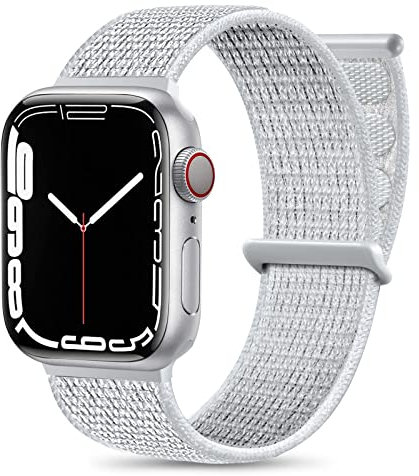 Maledan Nylon Cinturino Compatibile con Apple Watch, Regolabile per iWatch Series 9 8 7 6 5 4 3 2 1 SE, 38mm/40mm/41mm Bianca