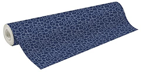 Clairefontaine 211938C - Une Bobine De Papier Cadeau - Alliance 60g - Dimensions : 50x0,70m - Motif : Traits Blancs, Fond Bleu - Emballage Cadeau, Spéciale Grande Longueur, Papier Cadeau
