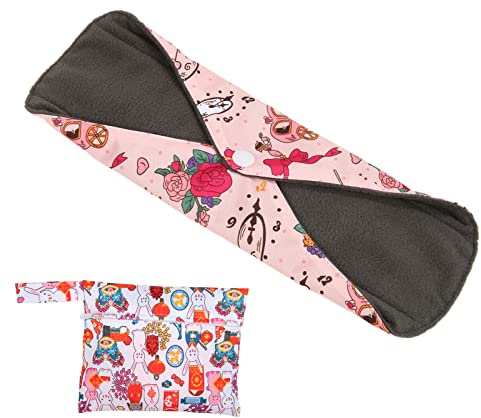 Waschbare Damenbinden 2 Stück Wiederverwendbare Menstruationsbinde Bedrucktes Tuch Damenbinden Slipeinlagen Inkontinenzeinlagen für Frauen Tag und Nacht(M14)