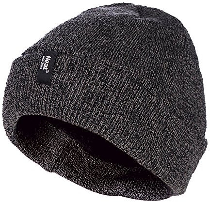 HEAT HOLDERS - Herren Mütze mit Innenfleece für Winter | Strick Beanie mit Warm Fleece (Einheitsgröße, Grau)