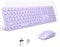 XTREMTEC 2.4G Full Size Wireless Keyboard and Mouse Combo - Ultra Slim Silent Cute Keyboard with USB Receiver for Windows, OS, PC, Desktop, Mac, Tablet US Layout(Lavender Purple)
