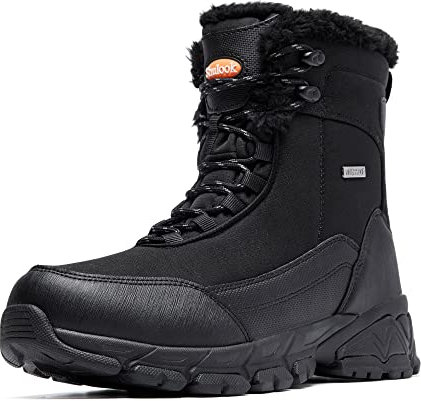 SHULOOK Winterstiefel Herren Wasserdicht Warm Gefüttert Schneestiefel Winterschuhe herren rutschfeste Hohe Wanderschuhe Herren Outdoor Schuhe Winter für Wandern Arbeiten Camping (Schwarz EU 43)
