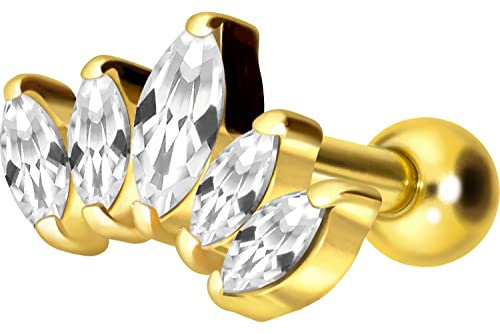 PIERCINGLINE Titan Ohrpiercing LOTUSBLÜTE Piercing Schmuck Ohr Stecker Helix Goldfarben