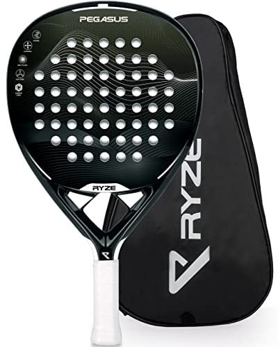 RYZE PEGASUS - Padel Schläger aus 100% Kohlefaser - Maximale Power & Kontrolle - 360g Leicht & Langlebig - Unisex Tennis Schläger für Männer & Frauen - Set Inkl. Kostenloser Hülle
