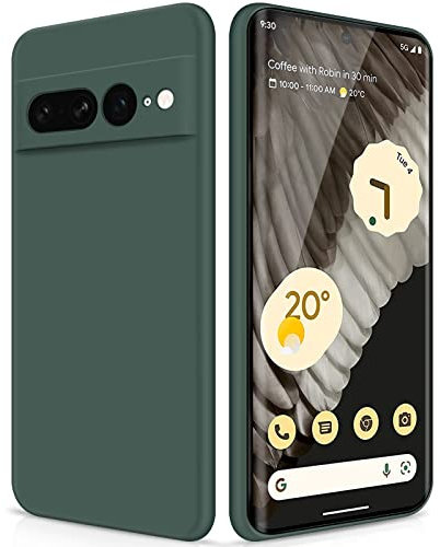 GiiYoon Cover in Silicone Compatibile Google Pixel 7 Pro, Custodia in TPU Antiurto Sottile con Strato Interno in Fibra Case e Protezione della Fotocamera, Verde