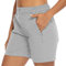 donhobo Women's Outdoor Golf Shorts, Ladies Walking Summer Cargo Shorts Lightweight Quick Dry Waterproof Stretch Shorts Trousers with Zipped Pockets LightGrey L