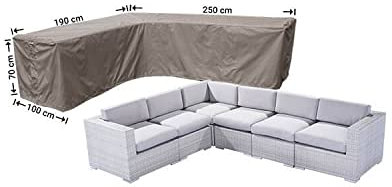Raffles Covers Abdeckhaube für Ecksofa 250 x 190 x 100 H: 70 cm | Atmungsaktiv | Wasserdicht | UV - beständig | Doppelt genähte, PU-versiegelte Naht | Elastischer Kordelzug |