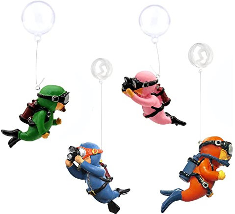 Taicols 4 Stück Aquarium Dekoration, Schwimmende Aquarium Dekoration, Deko für Aquarium, Fish Tank Ornaments Aquarium Taucher Süß Klein Taucher Aquarium Deko Interessantes Aquarium Zubehör