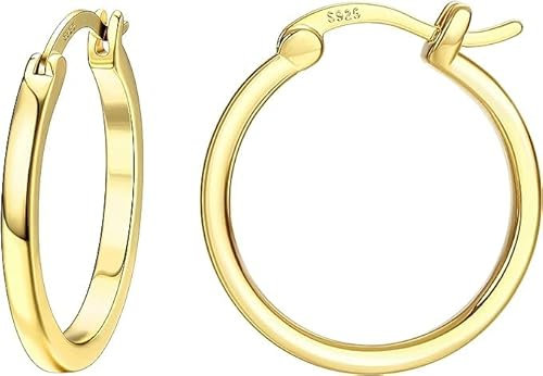Dochais Gold Hoop Ohrringe für Frauen 14K Echtgold vergoldet Reifen mit 925 Sterling Silber Post Gold 30mm
