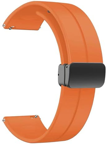 Correa de reloj BR45 – Silicona con cierre magnético – Smartwatch compatible – Liberación rápida – 20mm 22mm – Elegante, flexible y fácil de ajustar Naranja 22mm