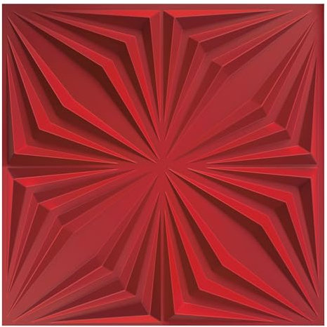 Eurodeco 3D Paneele PVC Kunststoffpaneele Wandpaneele Gaming Zimmer Wand Decke 3D Optik Brillant (20) PVC 3D Platten, D126 Rot