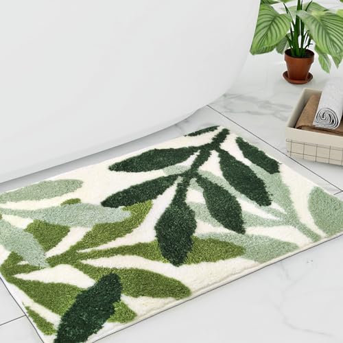 Witzest Rutschfester Badezimmerteppich, niedliche Pflanze, saugfähig, lustig, botanisch, waschbar, groß, Badematte, Badezimmer-Dekoration, 50,8 x 81,3 cm