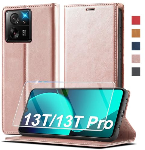 Handyhülle für Xiaomi 13T, für Xiaomi 13T Pro Hülle Leder [Mit Schutzfolie] für Xiaomi Mi 13T/13T Pro Hülle Klappbar Leder Flip Wallet 360 Stoßfeste Case Schutzhülle Klapphülle für Xiaomi 13T/13T Pro