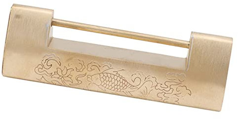 Tissting Antikes Vorhängeschloss Aus Messing Mit Verheißungsvollem Fischmuster 6cm/2.36in- Dekoratives Vintage Schloss Für Schmuckschatullen Und Schränke, Inklusive Münzschlüssel