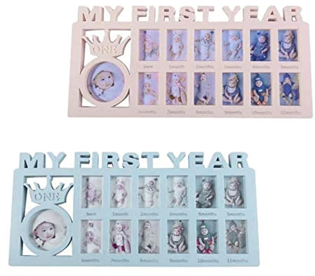 Sharplace 2 Stück Mein erstes Jahr Bilderrahmen Fotoalbum Baby Multi