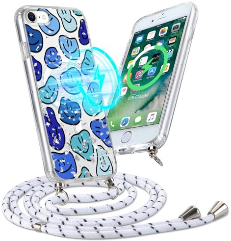 Pnakqil Cover Magnetica per Apple iPhone 8/7/SE 2020/SE 2022 4,7 con Cordino, Custodia Carina Motivo Aesthetic Disegno Silicone Antiurto Protettiva Case con Collana per iPhone 7/8/SE 3rd&2nd, 3