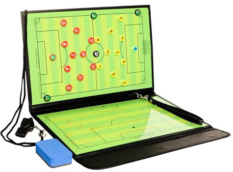WISEPLAYERFC Taktiktafel Fußball für Fußballtrainer-Magnetische Taktikmappe für Fussball mit Pfeife