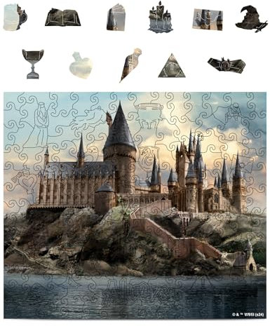 Crafthub Premium Holzpuzzle für Erwachsene & Kinder – A3 Harry Potter Puzzle – 158 Teile – Hogwarts Schloss – Hochwertiges Holz mit UV-Druck – Puzzle Erwachsene – 27,6cm x 31,8cm