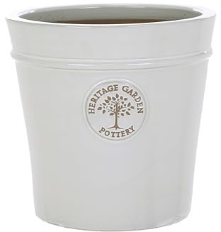 MAISONICA Medium 26cm White Heritage Garden Ceramic Planter Plant Flower Pot - Frost Proof