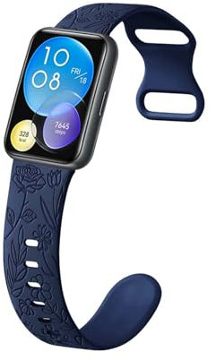 Silikonband für Huawei Watch Fit 2 Armband, Silikon Floral Gravierte Armband für Huawei Watch Fit 2 Armbänder Damen Herren Blumenmuster Ersatzarmband mit Huawei Watch Fit 2 (B)