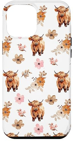 Western Boho Highland Cow Floral Cute Cows Country Girl Case for iPhone 12 Pro Max