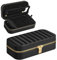 SONGMICS HOME ANAH Collezione - Portagioie da Viaggio, Piccola Scatola Porta Gioielli con Specchio, 10,5 x 20,5 x 6 cm, PU con Cucitura, Portatile, Cerniere, Idea Regalo, Nero Inchiostro JBC180B01