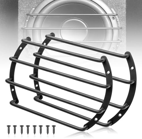 NuIth Parrilla de metal para subwoofer de 8 pulgadas, protector de cubierta de parrilla de altavoz de audio de 4 barras, cubierta de parrilla de subwoofer de 8 pulgadas, 4 barras de 8 pulgadas, 2