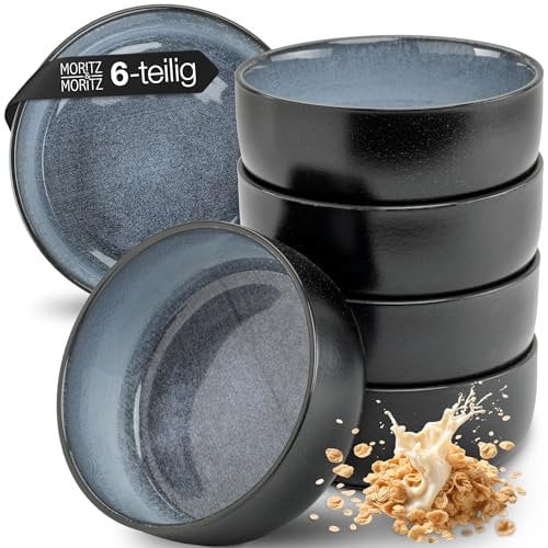 Moritz & Moritz VIDA 6x Müslischalen Blau - Stylisches und robustes Schalen Set aus Porzellan für Müsli, Suppen & Salate - Spülmaschinenfest, mikrowellengeeignet, ideal für den täglichen Gebrauch