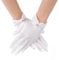 Lusofie Weiße Satin Handschuhe mit Perlen Kurze Handgelenklänge 1920er Jahre Weiße Handschuhe Damen Elegant Formelle Oper Hochzeits Empfangskleider Brauthandschuhe Damen Teeparty