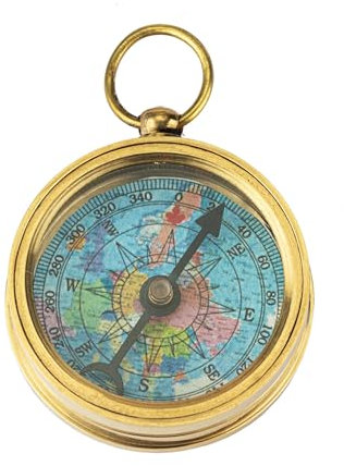 NKlaus Tragbarer Kompass mit Ring aus Messing, 4cm – Vintage Maritime Dekoration, Kompakt 15996