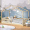 Bellabino Bia Kinderbett 120x200 cm – Hausbett mit Rausfallschutz & Lattenrost – Montessori Bodenbett aus Massivholz Kiefer – Kinder Bett in Natur für Jungen und Mädchen