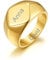 GoldChic Personalisierte Damen Fingerring Verlobungsring Gold mit Gravur Edelstahl Frauen Männer Siegelring Bandring 13mm breit Gold Paarring Hochzeitsring Ringgröße 56.5(18)