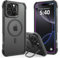 Phonic Pro Shield iPhone 16 Pro Max Case [Invisible Kickstand] 12ft Military-Grade Drop Protection Crystal Clear Back, Compatible with MagSafe, Slim Shockproof Case For iPhone 16 Pro Max(Black)