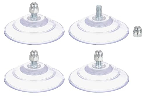 QUARKZMAN 4 Packs Saugnäpfe für Glas 90mm/3,5 Durchmesser Transparente PVC-Fensterglas-Saugnäpfe mit M8 x 18mm Schraube für Fenster Badezimmer Tür Glaswand Auto Sonnenschutz