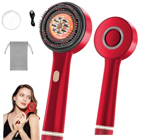 Kopfhautmassagebürste IPX7 Wasserdicht, Multifunktional Elektrischer Haarölapplikatorkamm mit 3 Funktionsmodi und Rotes Licht für Kopfhaut Haar Massage Pflege Spa