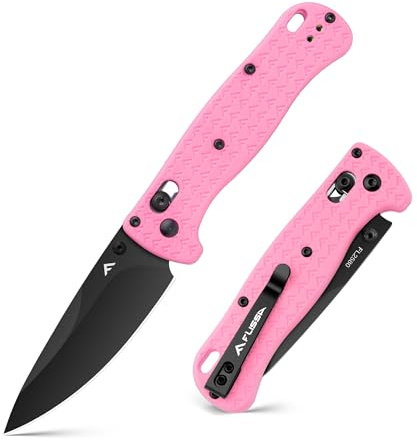 FLISSA Navaja Plegable EDC de 190mm, Navaja de Bolsillo de Acero 14C28N | con Recubrimiento de Titanio Negro, Cuchillo Plegable Ligero y Compacto para Camping, Senderismo, Aventura y Viaje, Rosa