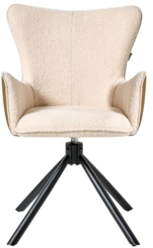 Beliani Set of 2 Swivel Base Dining Chairs Rotating Boucle Light Beige Novi