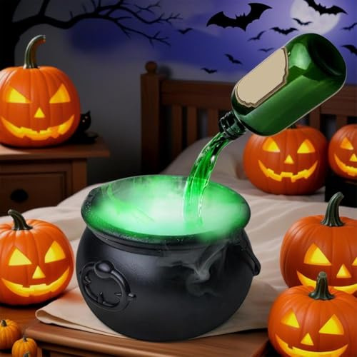 Halloween Decorations Indoor,Cauldron Halloween Decor With Magic Floating Potion Bottles And Diffuser, Black Cauldron Bucket, Bubbling Cauldron Halloween Decor,Witches Skeleton Cauldrons