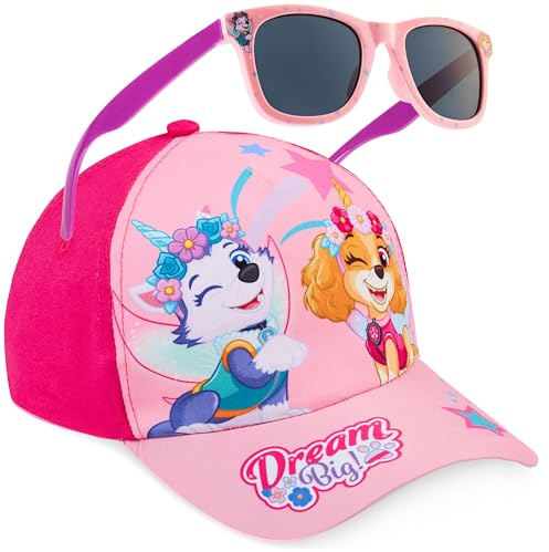 Get Trend Pat Patrouille Fille Réglable Casquette Baseball et Lunettes de Soleil avec Protection UV 400, Voyage Accessoires, Ete Cadeau Fille (Rose Paw Patrol)