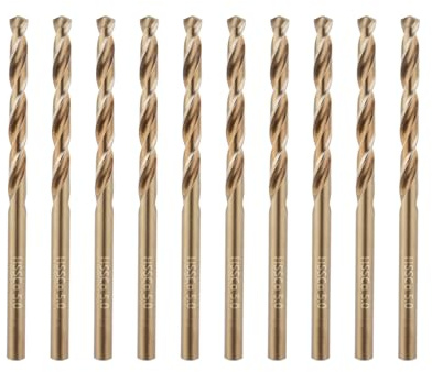 Duraherra Cobalt Drill Bits Set 5mm 10-Pieces, M35 HSS Metric Jobber Drill Bit Set with Plastic Case for Stainless Steel, Metal, Aluminium, Tile, Wood, Plastic and Iron