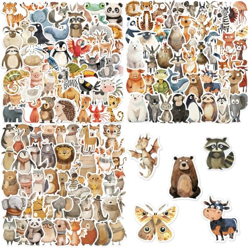 150 Stück Sticker Tiere, Aufkleber Kinder, Vinyl Wasserfest & Robust, Belohnungsaufkleber,Universal für Laptop, Wasserflasche, Skateboard, Auto & mehr